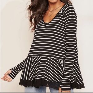 SOLD: Free People Tangerine Striped Long Sleeve Top